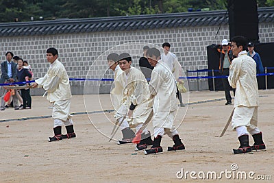 People, male, games, competition, event, recreation, sports, taekkyeon, tradition, performance, chinese, martial, arts, team, chil Editorial Stock Photo